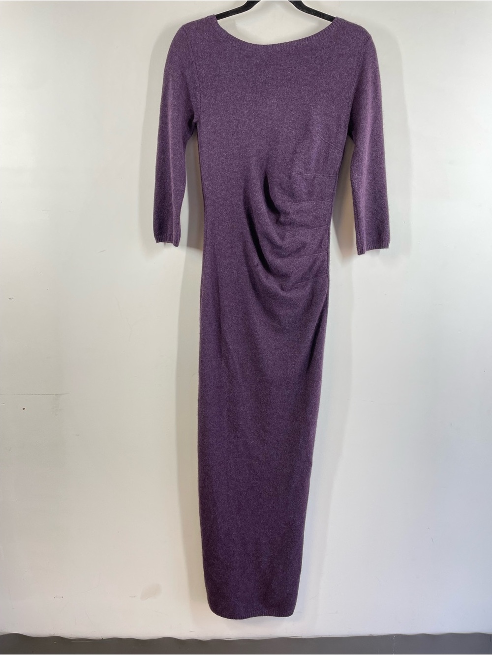 Black Goat Cashmere Purple 100% Cashmere Maxi Sweater Dress XS Quiet Luxury Chic
